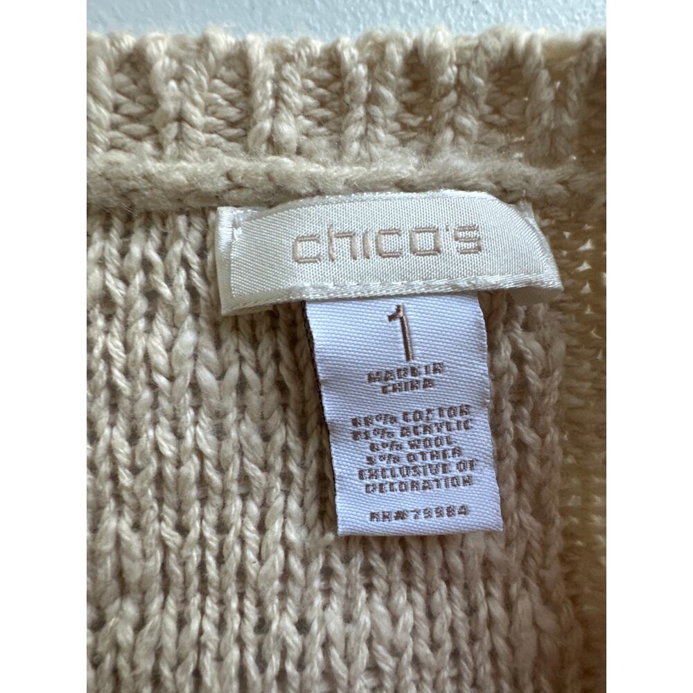 Chicos Cotton Blend Beige Patchwork Lace Wool Ble… - image 6